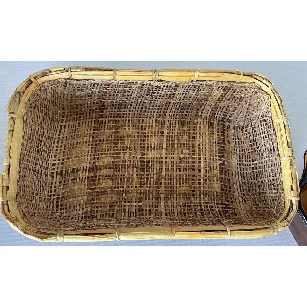 Anchor Hocking Vintage Harvest Amber Glass Loaf Pan with Woven Basket 5x9 1.5 Qt